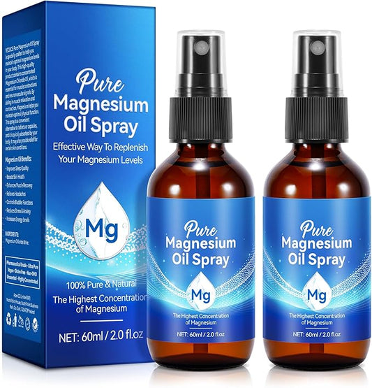 Magnesium Spray 2PACK, Pure Magnesium Chloride Oil Spray, Magical Magnesium Body Spray 2.02 fl.oz