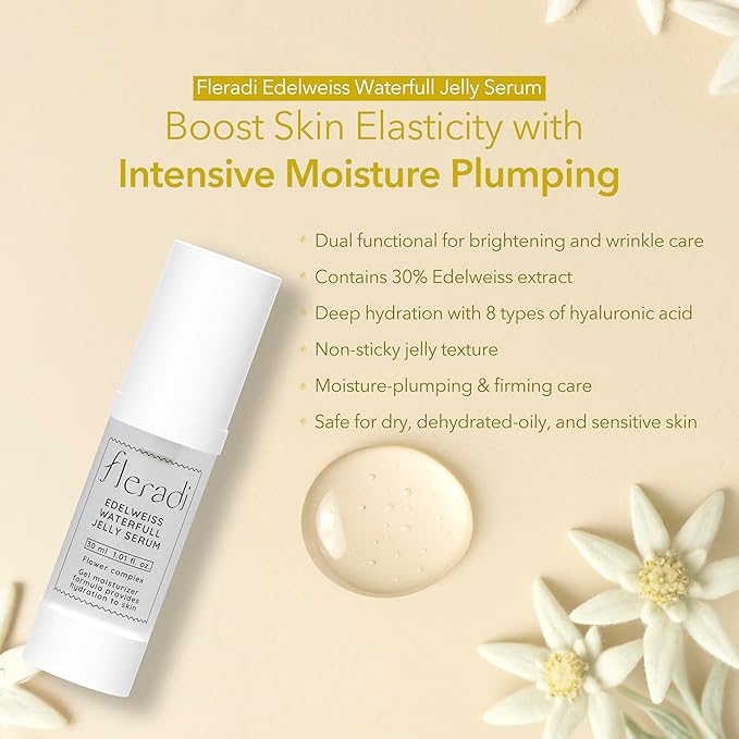 Edelweiss Essence: 30% Flower Extract Jelly Serum - Non-Sticky Hydration, Crafted by Renowned Korean Skincare Experts