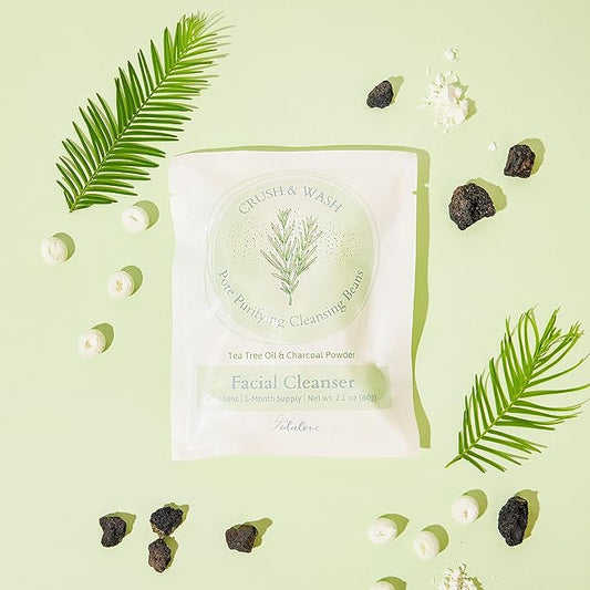 Daily 3 in 1 Facial Cleanser, Exfoliator and Wash-off Mask, Vegan, Cruelty Free, Plastic Free, Travel Friendly, 1 Month Supply Refill (60 Tablets) (Purifying)