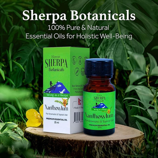 Sherpa Botanicals Xanthoxylum Premium Essential Oil - 100% Pure & Natural Oils - Ideal for Diffuser Blends, Aromatherapy, Home Fragrance - Unique Blend, Invigorating Scent - Vegan, Paraben-Free, 15mL