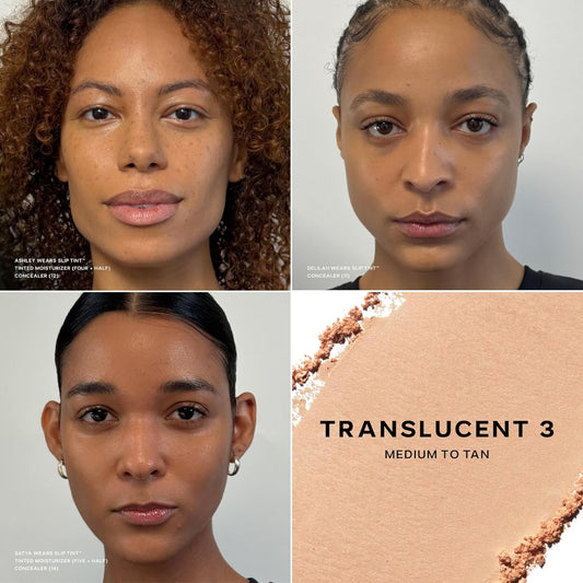 Saie Slip Tint Baked Setting Powder - Translucent Powder for Face Makeup with a Natural-Radiant Finish - Blurs, Brightens & Smooths Complexion - Translucent 3 - Medium to Tan (0.24 oz)