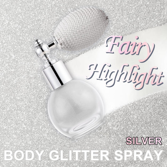 Hair and Body Glitter Spray, Holographic Glitter Highlighter Powder, Face Body Clothes Shiny Glitter, Loose Shimmer Hairspray Festival Rave Prom Accessories (Silver)