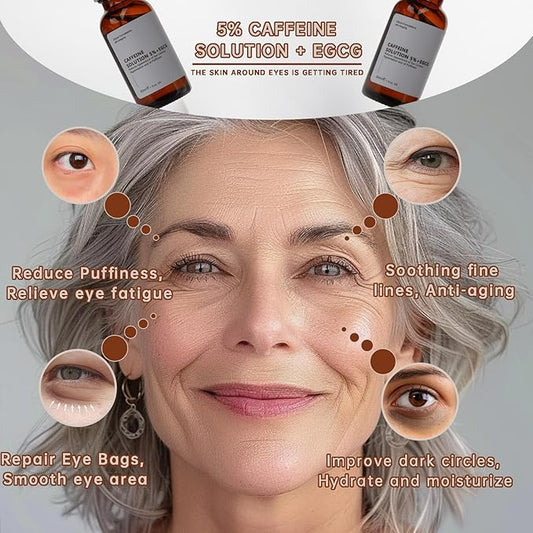 Caffeine Solution 5% + EGCG For Dark Circles & Puffiness, 30ML Anti Aging Under Eye Serum For Eye Bags, Fine Lines, Moisturizing Caffeine Solution.