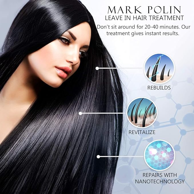 MARK POLIN - Anti-Frizz Hair Serum with Moroccan Oil - Leave-in Conditioner for Permed, Color-Damaged, and Frizzy Hair
