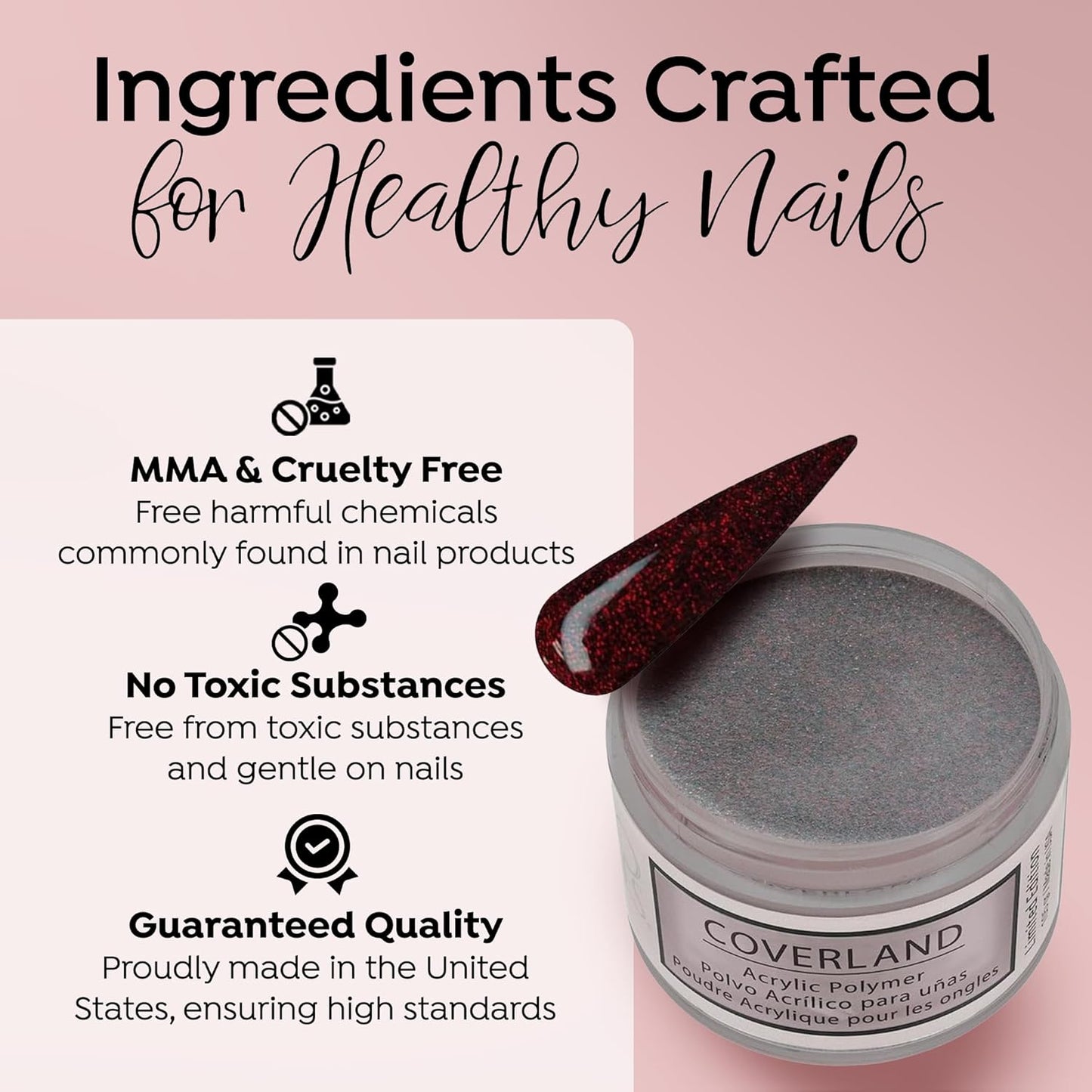 Tones Coverland Acrylic Nail Powder "Love Potion" - Limited Edition Acrylic Powder for Nail Design, Sculpting, and Masking Nail Bed Imperfections - Professional Acrylic Nail Supplies - (1.5 Oz)