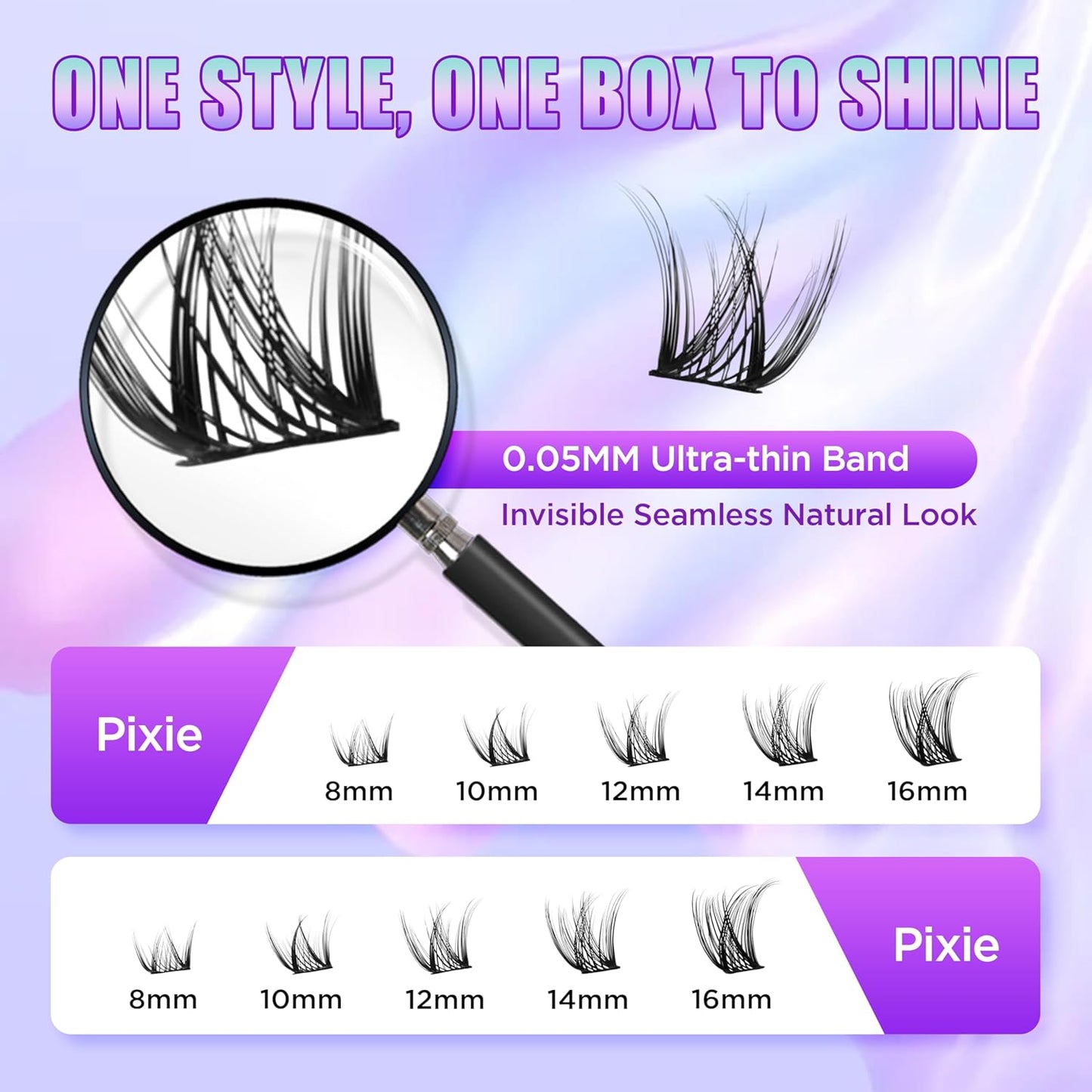 Lash Extension Kit DIY Lash Clusters Kit Eyelash Extensions Individual Lashes Extensions with (Bond,Seal,Tweezers,132Pcs,Pixie,0.07D,10-16mm)