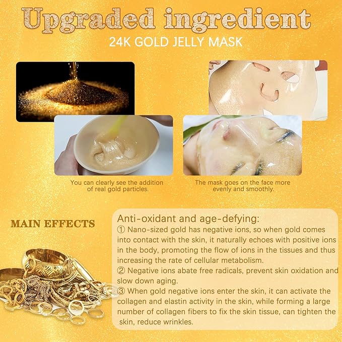Jelly Mask for Facials Professional, 17.6Oz Upgrade Real 24K Gold Anti-Aging & Firming Jelly Masks with Tools, Peel Off for DIY Skin Care Salon Spa