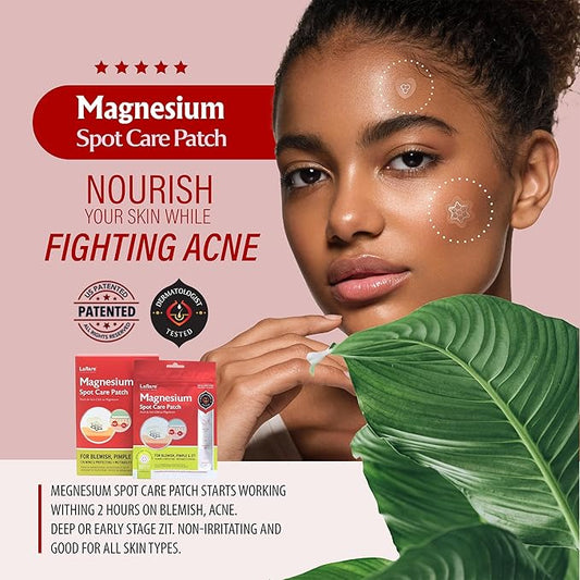 FreeGo Magnesium Acne Patches for Face. Blemish.Zit & Dark Spots from Post-Blemish, Acne .Zit. Self Dissolving,Hydrocolloid, Tee Tree oil & more (M 10pc)