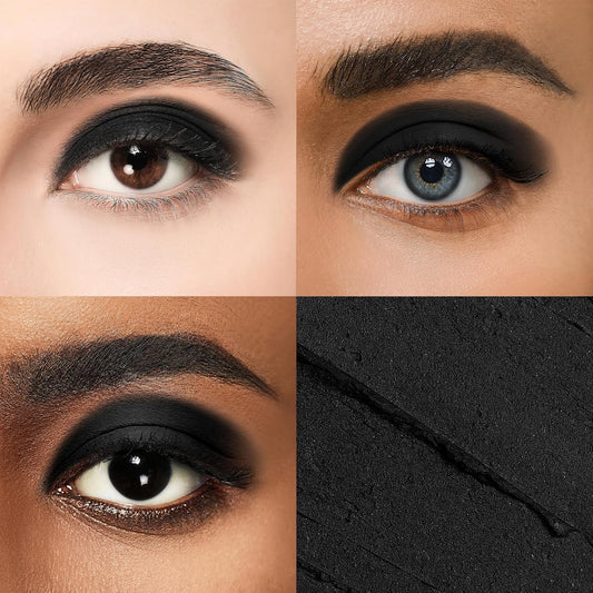 Cream Waterproof Hypoallergenic Eyeshadow Stick, long wear Metallic Glitter Matte Eye Shadow Pencil With Makeup Brush, Eye Brightener, 34 Midnight Matte