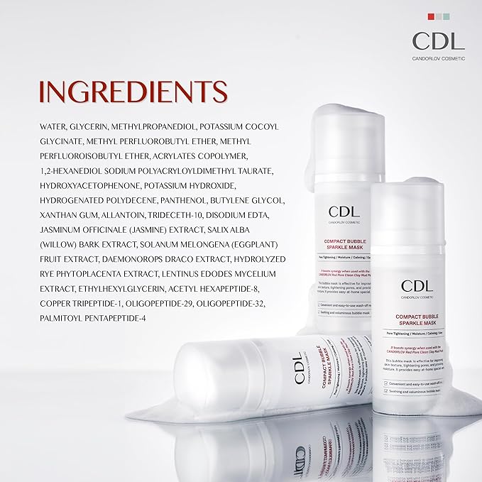 Pore Minimizing Bubble Mask, Peptide, Exfoliation, Pore Tightening & Sebum Control For Blackheads Enlarged Pores, No Skin Irritation, Korean Glass Skin Care,3.52 oz