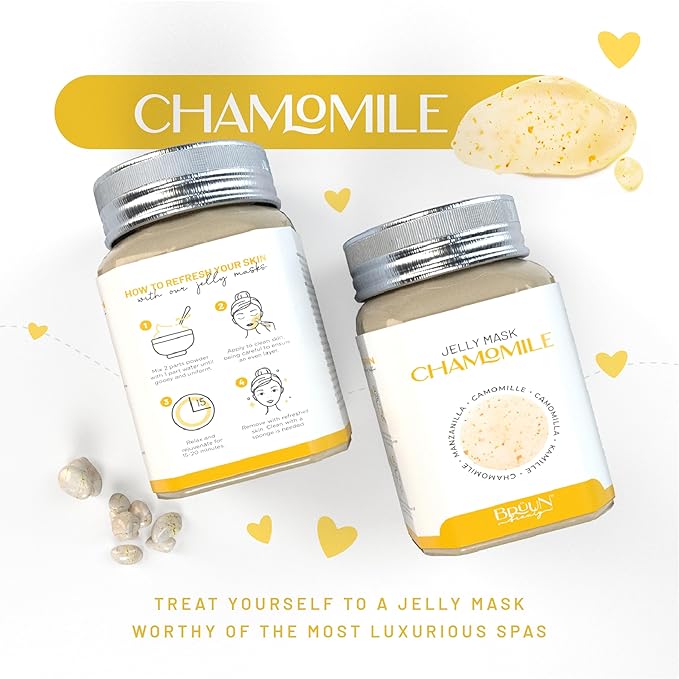 BRÜUN Peel-Off Chamomile Jelly Mask for Face Care – A 23 fl oz Rubber Mask Jar for 30 to 35 Treatments – A Skin Care Moisturizing Gel Mask of Spa Set for Men, Women and Adults