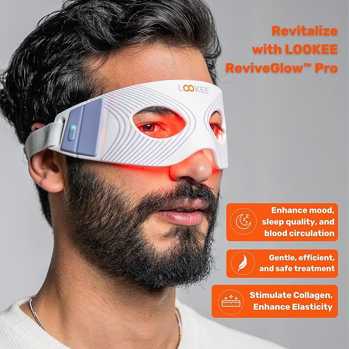LOOKEE ReviveGlow Pro LED Eye Rejuvenator Red Light Therapy for Eyes - Anti-Aging, Fine Lines & Wrinkle Reduction, Mood & Sleep Improvement