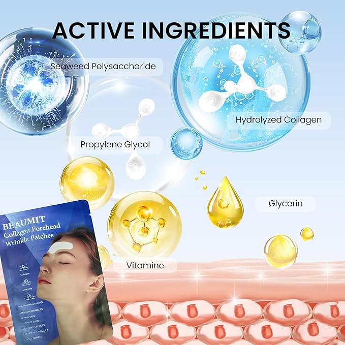 Forehead Wrinkle Patches 20 PCS, Anti Wrinkle Patches With Collagen, Vitamin, Forehead Wrinkles Treatment For Smoothing & Softening Fine Lines (transparent)