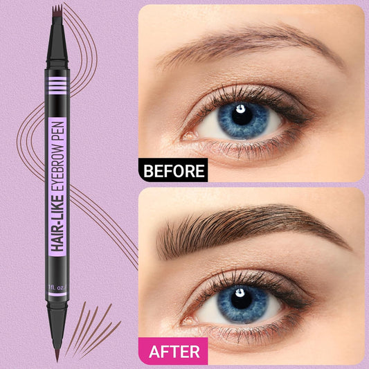 iMethod Eyebrow Pen - Eyebrow Pencil Magic 2-in-1 Eye Brow Pencils for Women with 4-Fork-Tip and Precise Brush-Tip Create Natural Hair-Like Brows, Last All Day, Microblading Eyebrow Pen, Black Brown