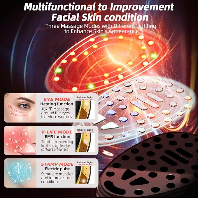 Microcurrent Multifunctional Facial Device, FSA HSA Eligible Smart Photon Micro-Current Device Electric Face Lift Light Therapy Skin Care Beauty Machine