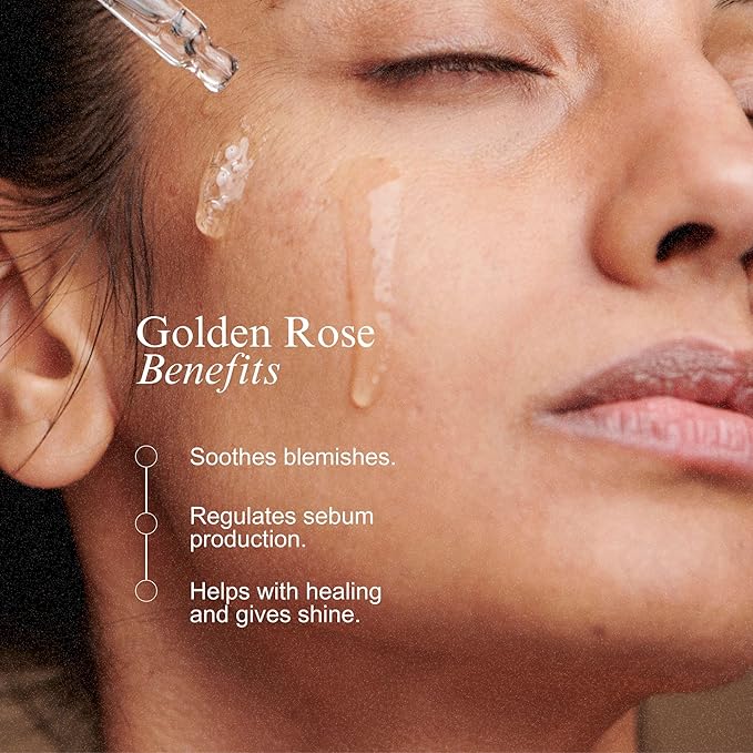 Golden ROSE Serum + CollaGEMS - Pure Rose Essential Oil with Colloidal Gold, Hyaluronic Acid & Vitamin C & Collagen Balls - Daily Face Routine for Anti-aging, Firming, Restore & Brighten Skin