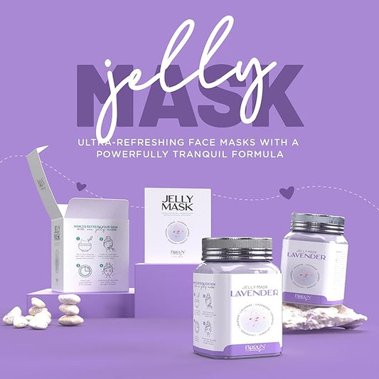 BRÜUN Peel-Off Lavender Jelly Mask for Face Care – A 23 fl oz Rubber Mask Jar for 30 to 35 Treatments – A Skin Care Moisturizing Gel Mask of Spa Set for Men, Women and Adults