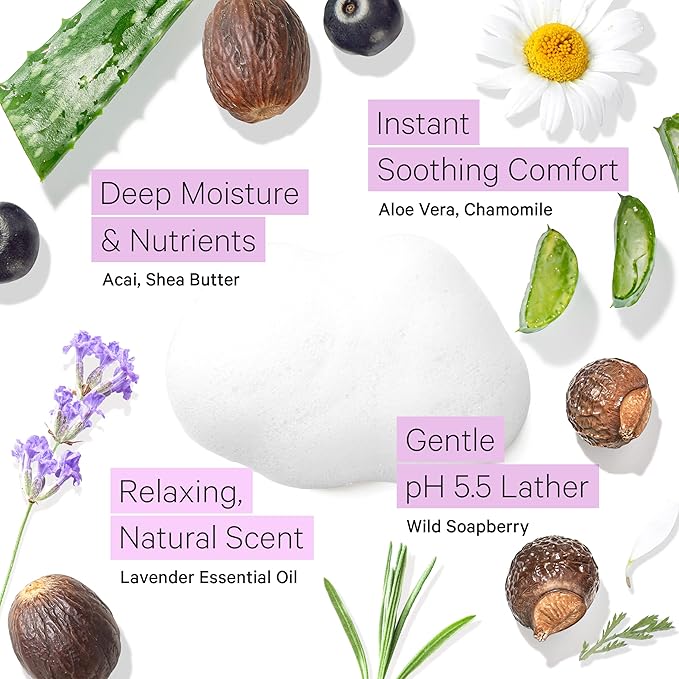 Tree to Tub Lavender Shea Butter Body Lotion for Dry Skin & Sensitive Skin Face Wash for Dry Skin - Moisturizing Sensitive Skin Lotion & Gentle Hydrating Foaming Face Cleanser for Women & Men