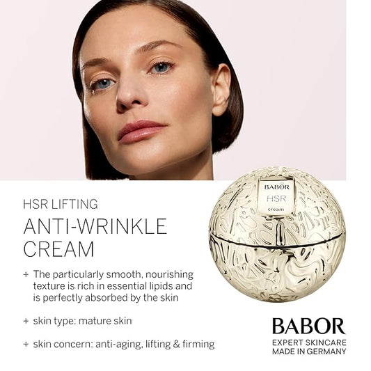 BABOR HSR Lifting Anti Wrinkle Cream, Travel Anti Aging Night Cream, Target Fine Lines & Wrinkles, Vitamin E, Increase Moisture & Radiance, Daily Moisturizer for Smoother Skin, 0.5 oz