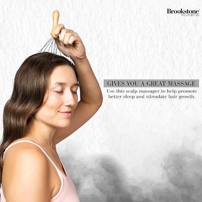Brookstone Oak Head Massager Scalp | Head Massager for Relaxation | Premium Oak Head Scratcher for Stress Relief and Improved Circulation(Brown)