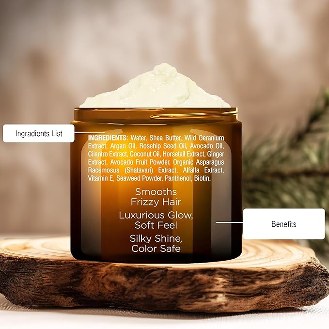 Majestic Pure Avocado and Coconut Hair Mask for Dry Damaged Hair - Infused with Biotin - Deep Conditioning, Hair Thickening, for Healthy Hydrated Hair, Sulfate Free, 16 fl oz