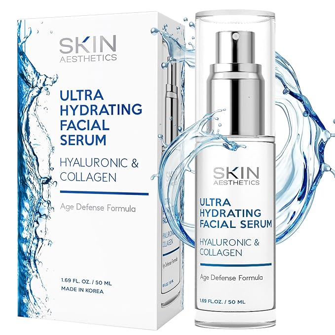 Hyaluronic Acid & Collagen Face Serum - Anti-Aging, Hydrating, Fine Lines, Wrinkles & Acne Scar Treatment - Dermatologist Tested Korean Skincare - Clean Beauty, Cruelty-Free - 1.69 oz