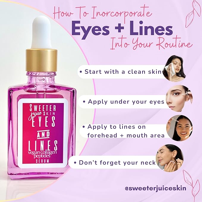 | Eyes + Lines Vegan Collagen Peptides Serum | 5 Peptides | Reduces Wrinkles & Dark Circles | Niacinamide, Hyaluronic Acid, MSM, Green Tea | Deep Hydration & Firmness | Ageless Beauty