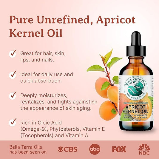 Bella Terra Oils Apricot Kernel Oil – 1 gallon, Lightweight, Nourishing, Silky Finish, Hair & Skin Radiance