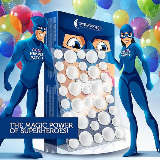 SWISSÖKOLAB Acne Patch Pimple Patch Hydrocolloid Acne Stickers Absorbing Spot Dot Acne Cover 144 Acne Dots Pimple Sticker Acne Pimple Master Patch Blemish Patches