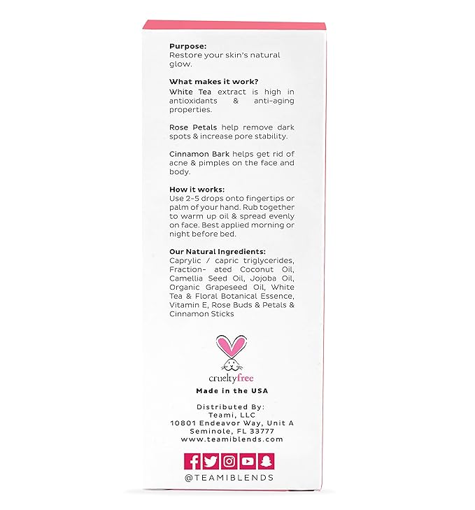 Teami Glow Jojoba Face Oil for Women with Coconut Oil, Camellia Seed & Vitamin E Oil for Skin - Facial Oil Cleanser for Sensitive, Normal, Oily & Dry Skin (2oz)