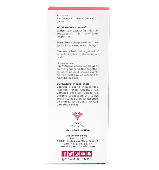 Teami Glow Jojoba Face Oil for Women with Coconut Oil, Camellia Seed & Vitamin E Oil for Skin - Facial Oil Cleanser for Sensitive, Normal, Oily & Dry Skin (2oz)