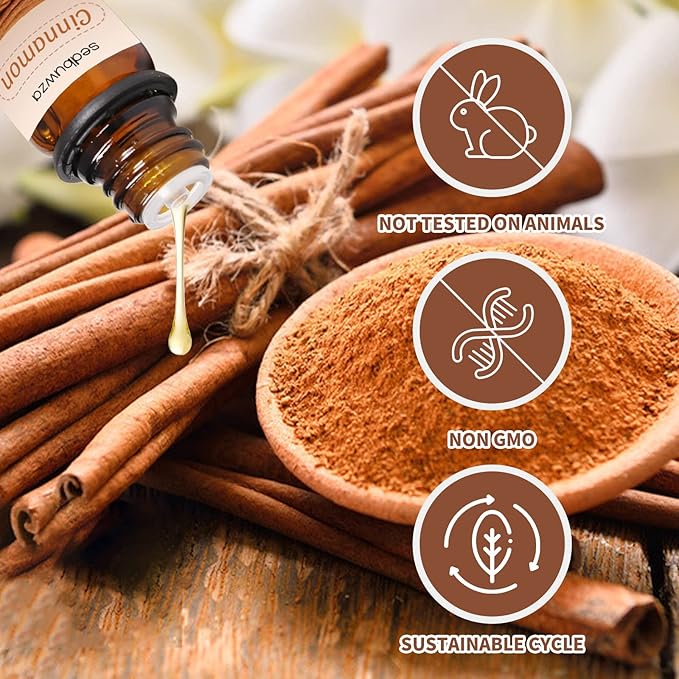 Sedbuwza Cinnamon Coffee Essential Oil Set, Cinnamon Fragrance Oil Coffee Scent Oil Set for Diffuser, Aromatherapy, Massage, Soap, Candle Making 2 x 10 ml