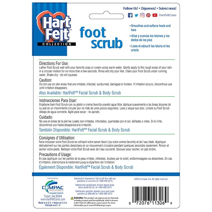HartFelt Foot Exfoliating Sponge | Chemical-Free Foot Scrubbers for Smooth & Soft Feet | Gentle Sponge Pad for Callus Removal, Dead Skin & Cleansing | Made in USA - 1 Count