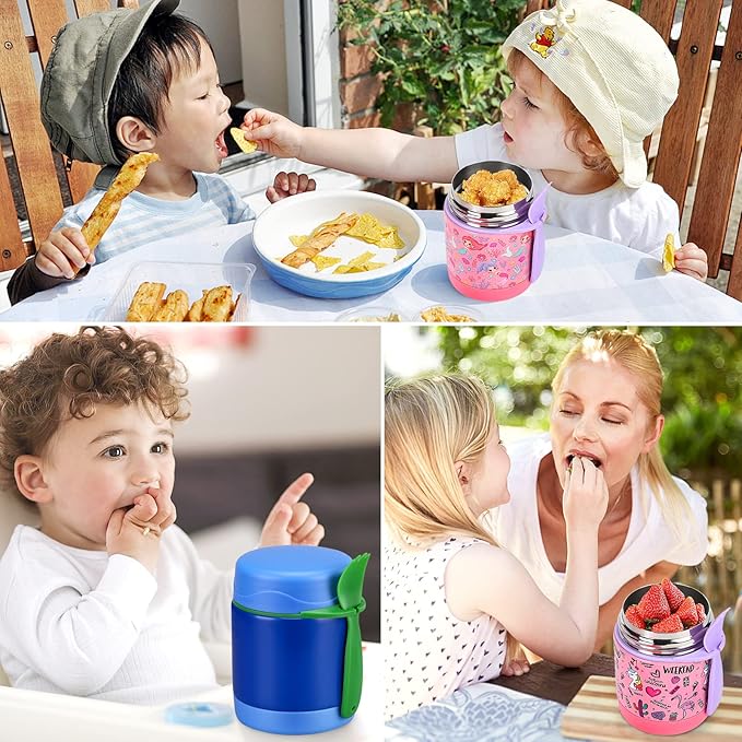 10oz Soup Thermo for Hot Food Kids Insulated Food Jar,Thermo Hot Food Lunch Container, Width Mouth Stainless Steel Lunch Box for Kids with Spoon (Blue)