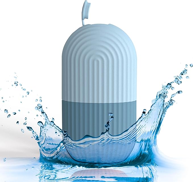 Ice Face Roller - Perfectly shaped for Face, Body, and Under Eyes - Ice Mold for Face Easy Handheld Design - Food-Grade Silicone material - Pamper Yourself with Ice - Facial Beauty Ice Roller (Blue)