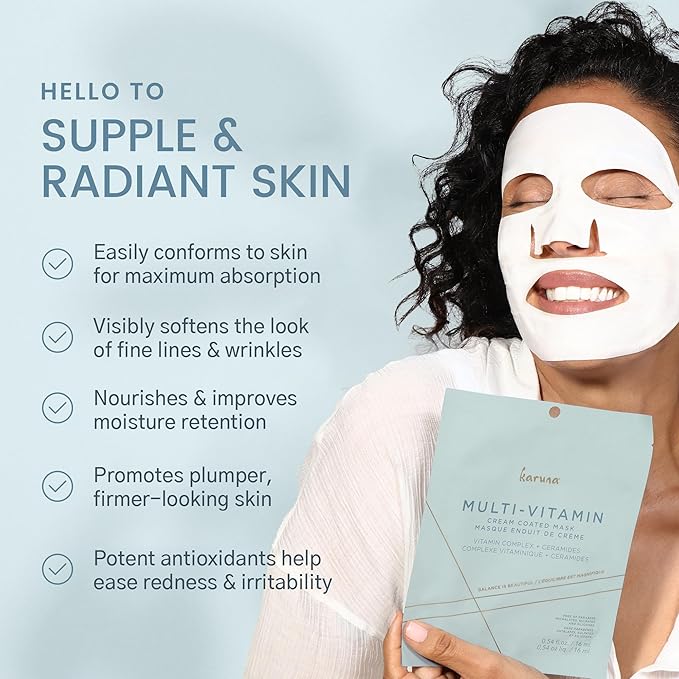 Karuna - MULTI-VITAMIN Face Masks Skincare Must-Have, Cream-Coated Vitamin-Rich Facial Masks, 1 Collagen Mask Pack