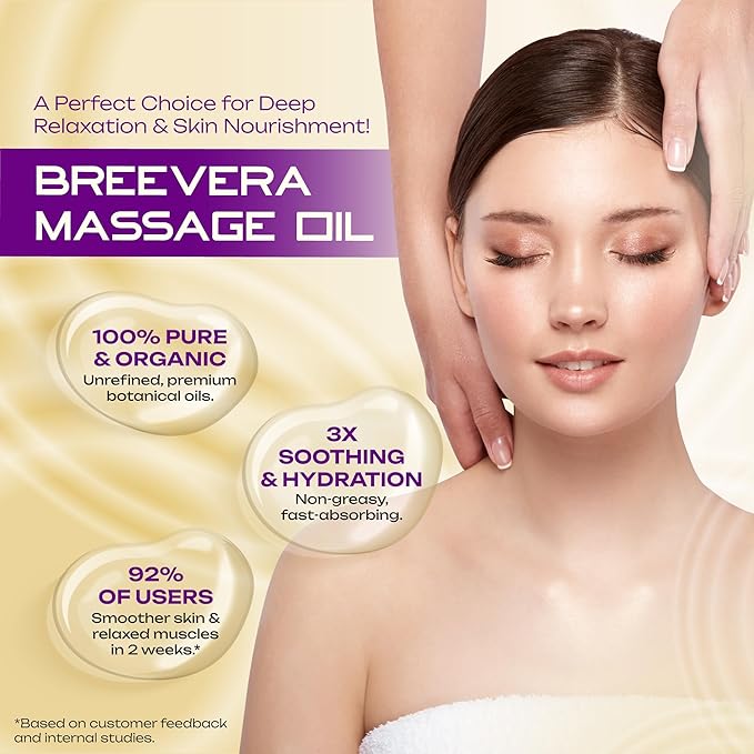 Massage Oil with Lavender & Sweet Almond Oils – Relieves Muscle Tension, Hydrates Skin, Promotes Relaxation & Well-Being, 100ml | 3.4 fl. oz.