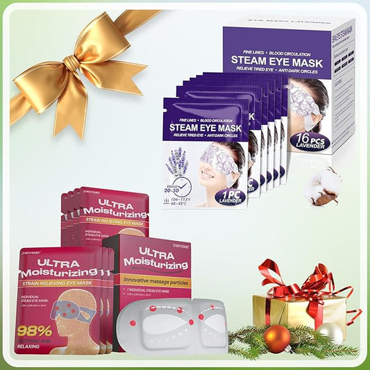 Steam Eye Mask 16 Packs and 7 Packs 3D Self Heated Eye Mask for Dry Eyes with 100+ Soft Beads,Steam Eye Mask for Sleeping,Relaxation, Disposable, Spa, Travel Gifts for Women, Men