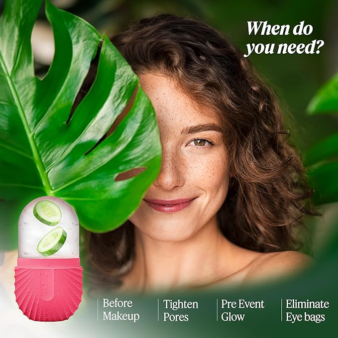 Ice Roller For Face, Fresh up Ice Cube Roller Massager For Face, Reduce puffiness and dark circles, Minimize pores and improve Skin texture (Pink, Ice Roller)