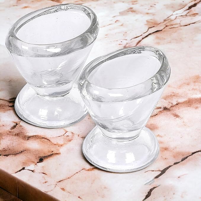 Glass Eye Wash Cup for Keep Your Eyes Clean and Healthy | Soothing Relief from Allergens, Irritants, Makeup, Dust, Dry Eyes | Eye Shaped Rim, Snug Fit Set of 2