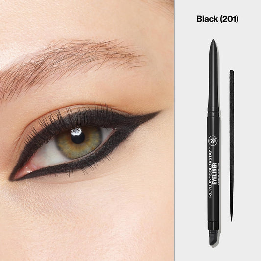 Revlon ColorStay Pencil Waterproof Eyeliner, Smudge-Proof, Eye Makeup with Built-In Sharpener, 201 Black, 0.01 oz