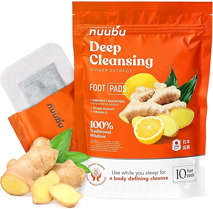 | Ginger Deep Cleansing Foot Pads for Better Sleep & Foot Care | Premium Japanese Organic Foot Pads with Ginger Powder (10 Pc)