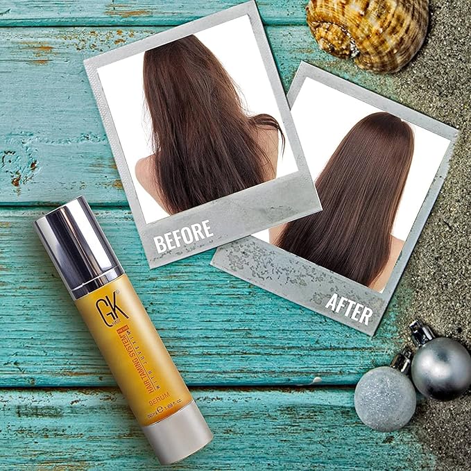 GK HAIR Global Keratin 100% Organic Argan Oil Anti Frizz Serum 10ml & Styling Smoothing Nourishing Heat Protection Shine 100ml Serum Oil