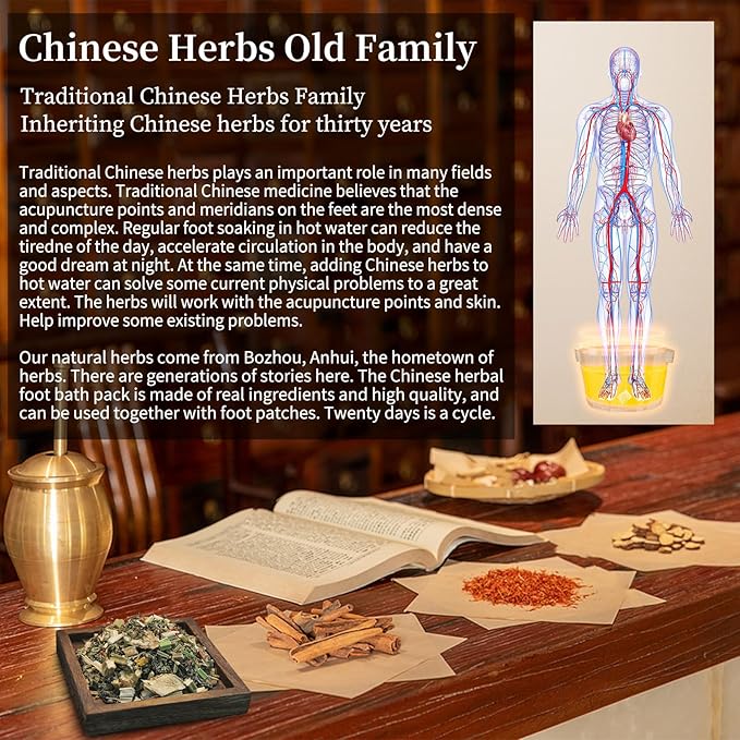 Herbal Foot Soak 20 Bags Chinese Herbal Lavender Mugwort Herbs Kits Foot Reflexology for Athletes Foot Bath Spa Massage 400g/14.1oz 晚安足浴包 泡脚包