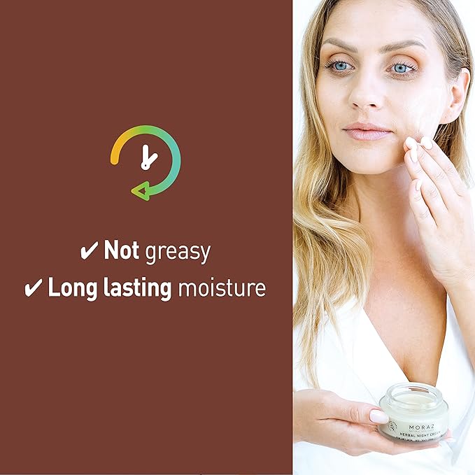 Moraz Herbal Night Cream – SLS & Paraben-Free Anti Aging Moisturizer Face Cream with 68% Rosemary Extract, Jojoba Oil, Coconut Oil & Cocoa Butter – Vitamin E Face Cream for Dry Skin, 1.7 Fl Oz