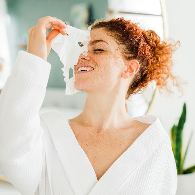 Collagen+ Facial Sheet Mask 5p, 100% Cotton, Hydrolysed Collagen, Hyalurnonic Acid, Vitamin C, Nourishes and Moisturizes Skin, Alcohol Free