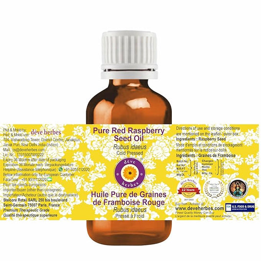 dève herbes Pure Red Raspberry Seed Oil (Rubus idaeus) Cold Pressed 15ml (0.50 oz)