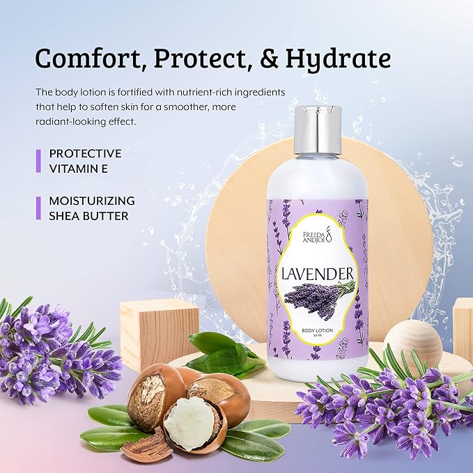 Home Spa Gift 10oz Deep Moisturizing Fragrance Body Lotion & 8 oz. Fine Fragrance Body Mist Set Luxury Self-Care Combo for Women and Girls (Lavender) Mother’s Day Gift for Mom