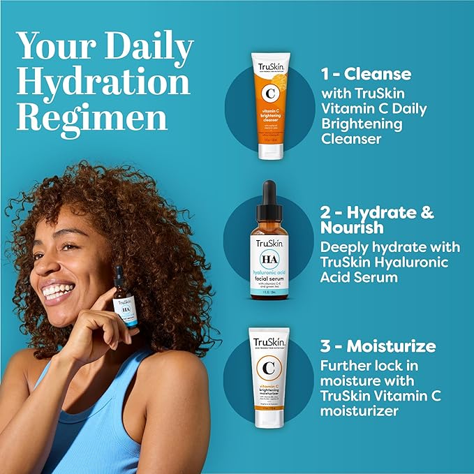 TruSkin Hyaluronic Acid Serum for Face + 7 Ultra Hydrating Ingredients – Best Face Serum for Moisturizing, Visibly Plumping Skin & Smoothing the Look of Fine Lines, 1 fl oz