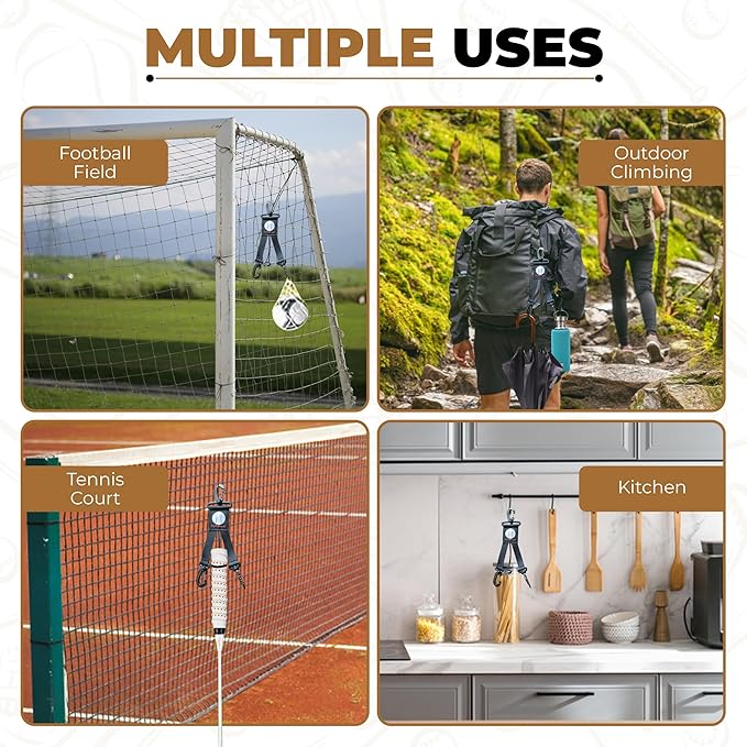 Baseball Softball Gear Hanger - 3 in 1 Dugout Organizer and Bat Holder with 2 Clips - Versatile Hiking and Camping Accessories